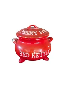 Vintage Lego Red Kettle Penny Pot Bank Made In Japan - Picture 1 of 2