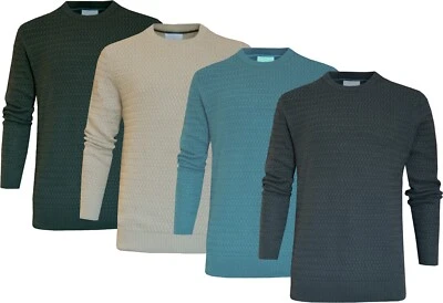 Knitted Jumper Plain 100% Cotton Crew Neck Pullover Sweater Top Casual Ex Store - Image 1 of 4