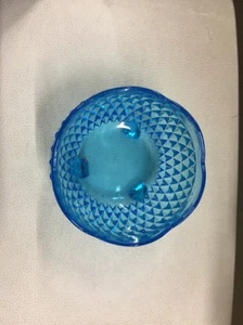 Vintage Indiana Glass Blue Diamond Point Glass Candy Dish 3 Footed 3" Tall - Picture 1 of 3