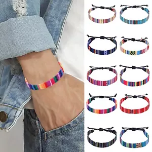 1PC Color Rope Woven Bracelet Adjustable Boho Surfer Bracelet For Men Women - Picture 1 of 54