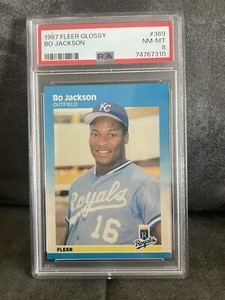 1987 BO JACKSON FLEER GLOSSY #369 ROOKIE ROYALS PSA 8