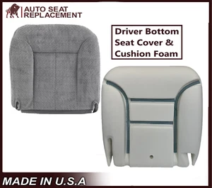 1995 - 1999 Chevy Silverado Tahoe Gray Cloth Driver Seat Cover & Cushion Foam - Picture 1 of 11