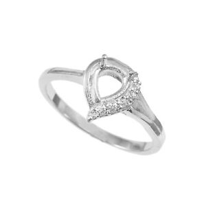 Semi Mount Ring Stone Setting Size 5X5 MM Heart Shape 925 Sterling Silver