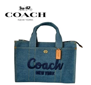 COACH Cargo tote bag handbag 26 large Size denim indigo CR657 women - Picture 1 of 10