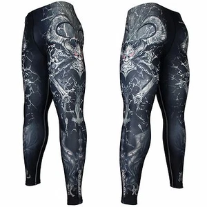 FY-101 GATEKEEPER OF HELL Compression BJJ Leggings Spats Rash guard Cooling Gym - Picture 1 of 6