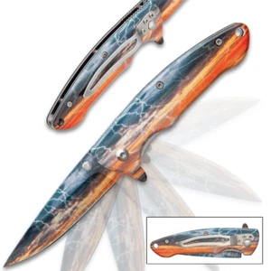 TOMAHAWK SUNSET STORM ASSISTED OPENING FANCY FOLDING POCKET KNIFE MULTI COLORED - Picture 1 of 6