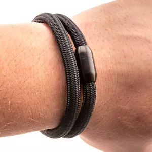Minimalist Paracord Bracelet Custom Wrist Size Black Magnetic Clasp USA Cord - Foto 1 di 44