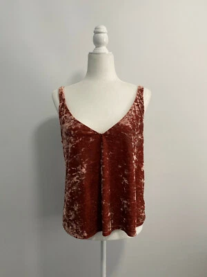 Tanque H&M Naranja Terciopelo Triturado Doble V Talla M Foto 1 de 4