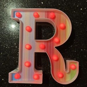 Colorful LED Letter Light with Remote, Light Up Multicolored Rainbow (Letter R) - Picture 1 of 7