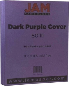 JAM PAPER Matte Cardstock - 215.9 x 279.4 mm Coverstock - 216gsm - Dark Purple - - Picture 1 of 3