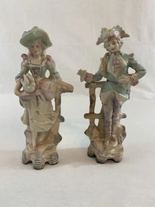 Pair of Vintage Porcelain Bisque Victorian Couple Figurines HALSEY Imports DOVE - Picture 1 of 4