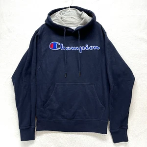 Champion Hoodie Sweatshirt Men's Size S - Navy Blue Embroidered Felt Logo - Picture 1 of 10