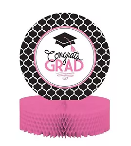 Glamorous Grad Pink Girl School Graduation Party Table Decoration Centerpiece - Picture 1 of 1