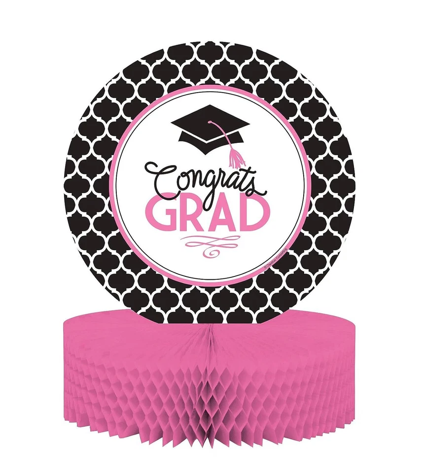 Glamorous Grad Pink Girl School Graduation Party Table Decoration Centerpiece - Image 1 of 1