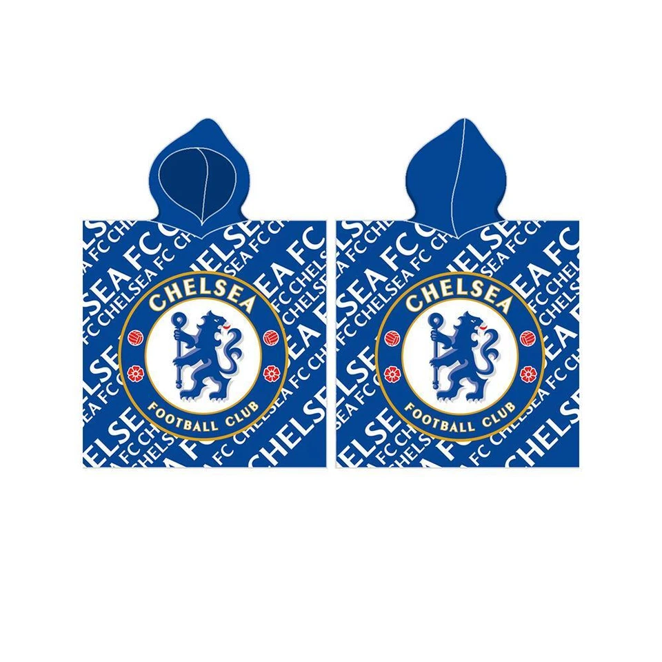 Chelsea Towel Poncho FC Crest Hooded 100% Cotton Beach Pool Bath Kids Football - Image 1 of 1