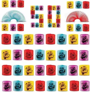Mega Pack of 50 Coil Springs for Kids - Assorted Silly Faces and Colors,... - Picture 1 of 9