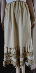 Hochw. Langer Damen Rock Unterrock Trachtenrock mit Spitze Beige BW Gr. 40/42 L - Bild 1 von 8