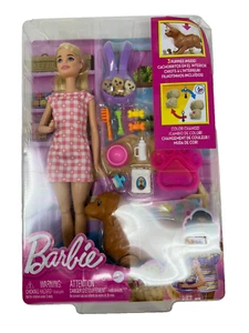 Barbie Newborn Pups Doll and Play Set - Blonde NEW IN BOX! (Damaged Box) - Picture 1 of 4