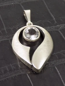 Moderner Charm Damen Anhänger Herzform 925er Silber Bergkristall Edelstein - Bild 1 von 7