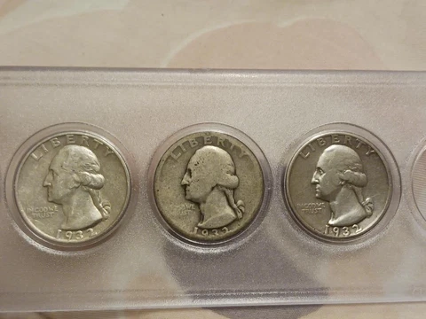 1932 P D S Washington Quarters ( 3 quarters) RARE Complete Full Set See Pics Cover