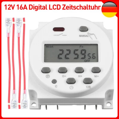 Digital LCD Zeitschaltuhr DC 12V 16A Programmierbar Timer Schalter Elektronisch - Bild 1 von 4