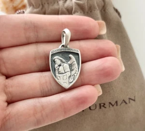 David Yurman .925 Sterling Silver Men's Saint Michael Pendant for Necklace - Picture 1 of 2