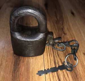 Antique 1800s Cast Iron Scandinavian Pat July 78 Aug. 86 Star Lock Padlock Key - Picture 1 of 10