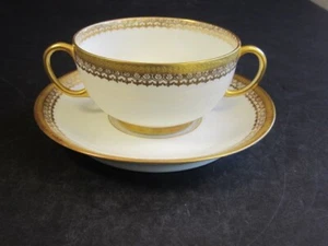 JPL Limoges France Gold Edge Bullion Cup & Saucer GORGEOUS - Picture 1 of 6