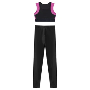 Kids Girls Outfit Athletic Set Workout Sweatsuit Competition Breathable Mesh - Picture 1 of 9