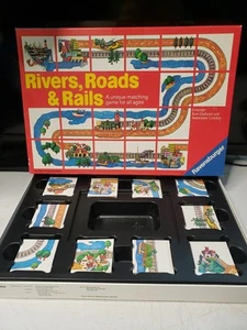 Vintage 1989 Rivers, Roads & Rails Matching Tile Game - Ravensburger - Picture 1 of 8