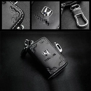 Funda para llaves de coche de cuero de vaca Honda bolsa mando a distancia llavero cubierta accesorios de coche - Imagen 1 de 6