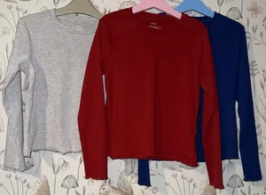 Girls Age 10-11 Years - M&S X3 Set Of  Long Sleeve Tops - Picture 1 of 4