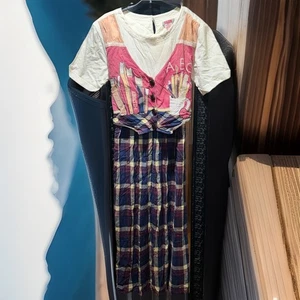 Vintage 80er FADS Midikleid Gr. 12 Stickerei Weste Landhaus Landschule Unterricht - Bild 1 von 4