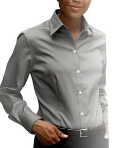 Banana Republic grau Satin bügelfrei maßgeschneidert Shirt Top #429795 Neu mit Etikett! 12 - Bild 1 von 3