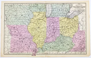 1852 OHIO - MICHIGAN - KENTUCKY - ILLINOIS - INDIANA - MISSOURI Map ORIGINAL - Picture 1 of 4