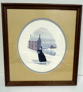 P. Buckley Moss Framed Print Signed Winter Lady Ice Skating 622/1K 1983 Vintage - Picture 1 of 7