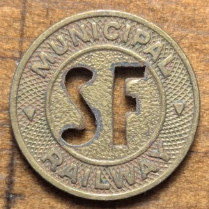 1945 San Francisco, California CA Municipal Railway SF One Fare Transit Token - Picture 1 of 4