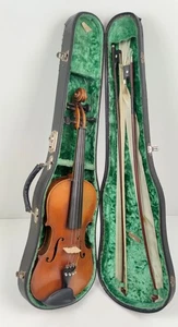 Antik Musikinstrument Geige 2x Bogen im Geigenkoffer Koffer Instrument für Musik - Bild 1 von 21