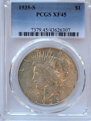 1935-S PCGS XF-45 Peace Dollar #174 New Lower Price - Image 1 of 4