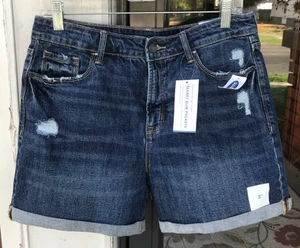 Old Navy sz 10 Blue Denim High Rise Cuffed Shorts Secret Slim Pockets NWT G3 - Picture 1 of 7