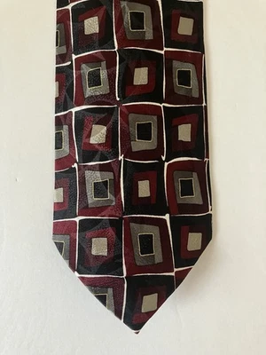Галстук мужской Ziggurat галстук шелк атласный бордовый черный серый белый геометрический 58"" - Изображение 1 из 4