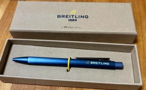 BREITLING Novelty Faber-Castell Blue Aluminum Knock type Ballpoint Pen wz/Box - Picture 1 of 13