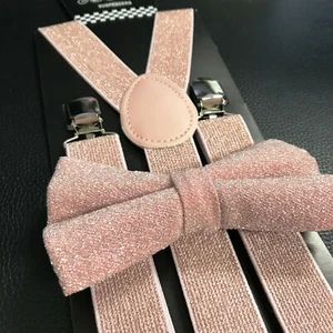 Juego de suspendedor de boda y moño rosa brillante para adultos hombres y mujeres (EE. UU.) - Imagen 1 de 1