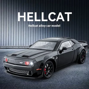 VOITURE DODGE CHALLENGER HELLCAT MINIATURE 1:24 AVEC LUMIERE REPLIQUE NEUVE NOIR - Imagen 1 de 9