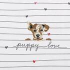 Ellen Degeneres PUPPY LOVE Script Stripes Hearts Dogs Fabric Shower Curtain NWT