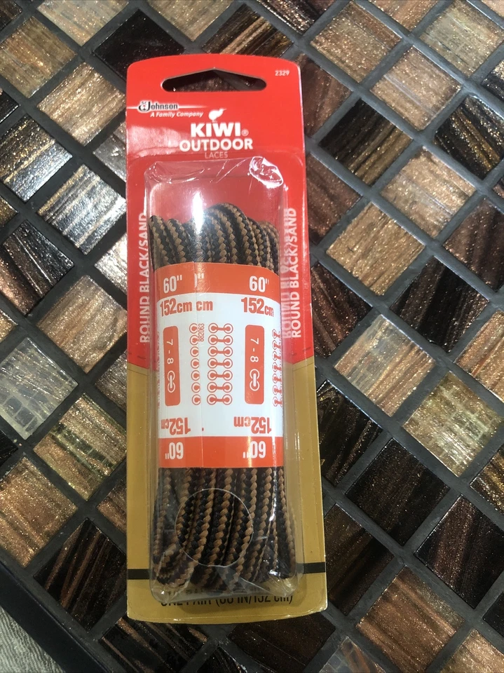 Kiwi Outdoor 60" Shoe Laces 1 Pair Hiker Black W/ Sandstone 232