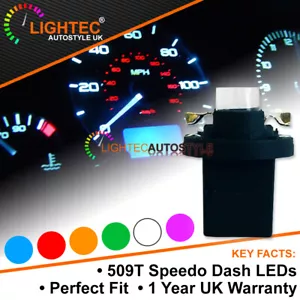 Lightec 12v 509T Car LED B8.5D T5 Dashboard Speedo Twist Lock Dash Bulbs UK - Picture 1 of 11