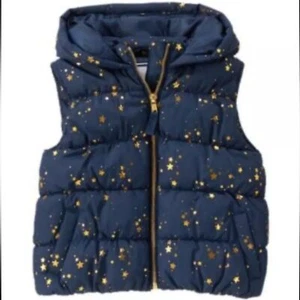 Gymboree Girls Puffer vest size 7/8 stars gold navy - Picture 1 of 7