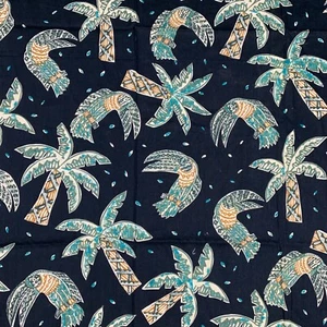Alexander Henry Cotton Fabric 1.5 yds Teal Palm Trees and Toucan Bird on Black - Picture 1 of 11