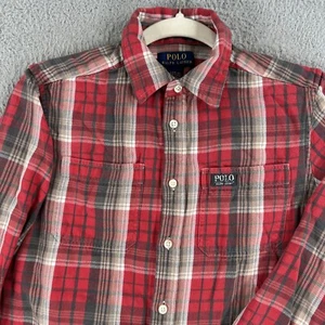 Polo Ralph Lauren Flannel Shirt YOUTH LARGE 14/16 Plaid Long Sleeve Button Up - Picture 1 of 8